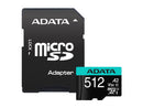 ADATA Premier Pro 512GB MicroSDXC/SDHC UHS-I U3 Class 10 V30S A2 Memory