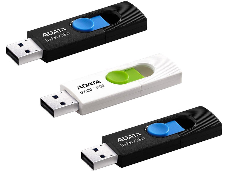 ADATA UV320 32GBx3 USB 3.2 Quick Slide Capless Flash Drive 3 Pack Combo