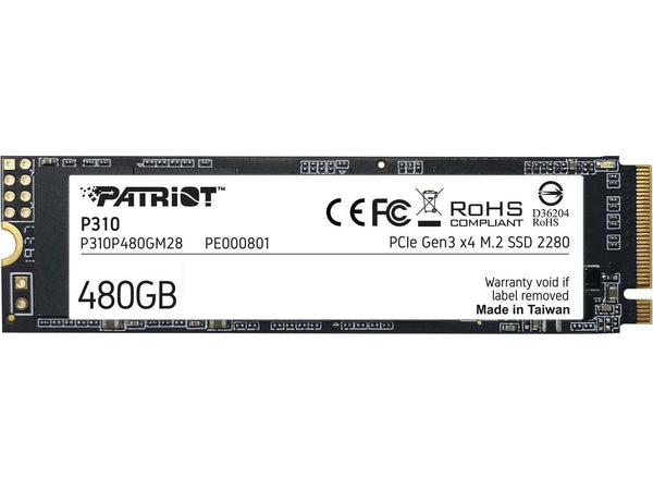 Patriot P310 M.2 2280 480GB PCIe Gen3 x 4, NVMe 1.3 Internal Solid State Drive