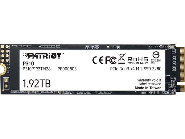 Patriot P310 1.92TB Internal SSD - NVMe PCIe M.2 Gen3 x 4 - Low-Power