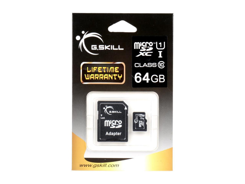 G.Skill 64GB Micro SDXC Flash Memory Card with SD Adapter (FF-TSDXC64GA-U1)