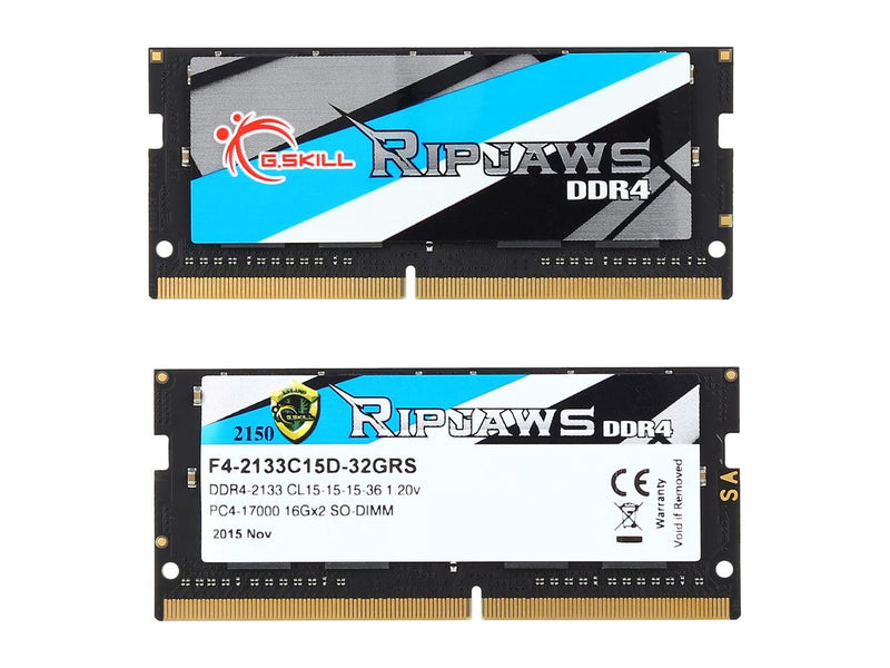 G.SKILL 32GB (2 x 16G) Ripjaws Series DDR4 PC4-17000 2133MHz Laptop Memory