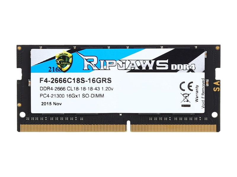 G.SKILL Ripjaws SO-DIMM 16 GB DDR4 2666MHz, F4-2666C18S-16GRS C 18 1.2