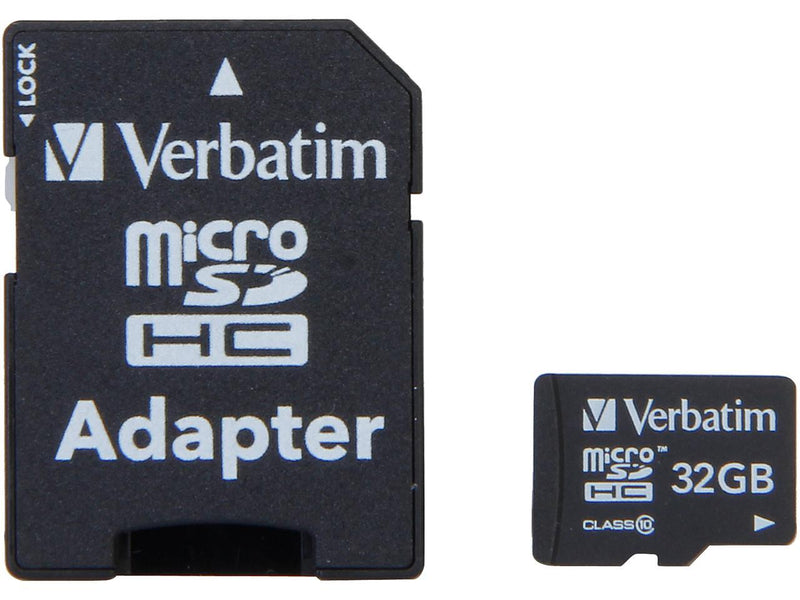 Verbatim 32GB microSDHC Flash Card w/ Adapter Model 44083
