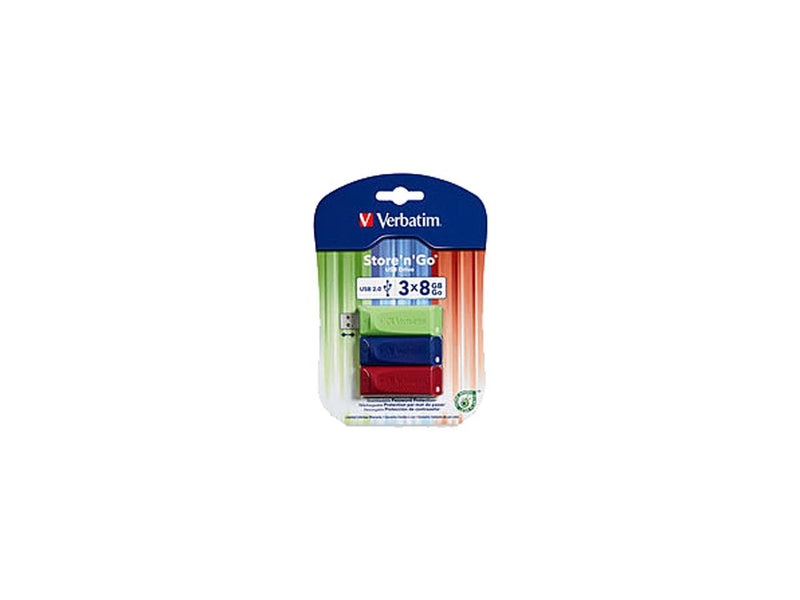 Verbatim 8GB Store 'n' Go USB Flash Drive - 3pk - Red, Green, Blue - TAA