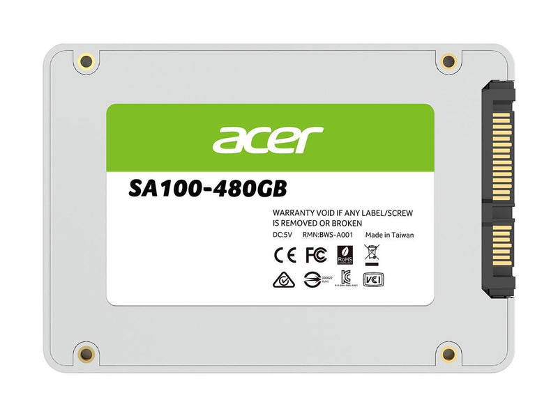 Acer SA100 480GB SATA III 2.5 Inch Internal SSD - 6 Gb/s, 3D NAND Solid