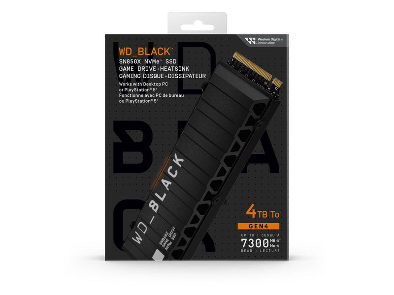 WD_BLACK 4TB SN850X NVMe Internal Gaming SSD Solid State Drive with Heatsink -