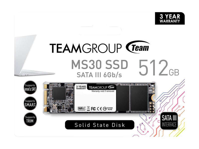 TEAMGROUP MS30 512GB with SLC Cache 3D NAND TLC M.2 2280 SATA III 6Gb/s