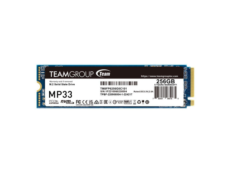TEAMGROUP MP33 256GB SLC Cache 3D NAND TLC NVMe 1.3 PCIe Gen3x4 M.2 2280
