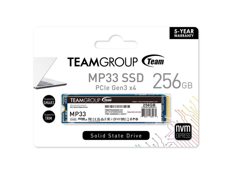 TEAMGROUP MP33 256GB SLC Cache 3D NAND TLC NVMe 1.3 PCIe Gen3x4 M.2 2280