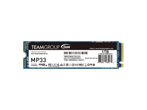 TEAMGROUP NVMe PCIe M.2 2280 Solid State Drive SSD (1TB, Gen3x4 Read 1,800MB/s)