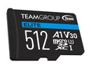 TEAMGROUP Elite A1 512GB Micro SDXC UHS-I U3 V30 A1 4K Read Speed up to