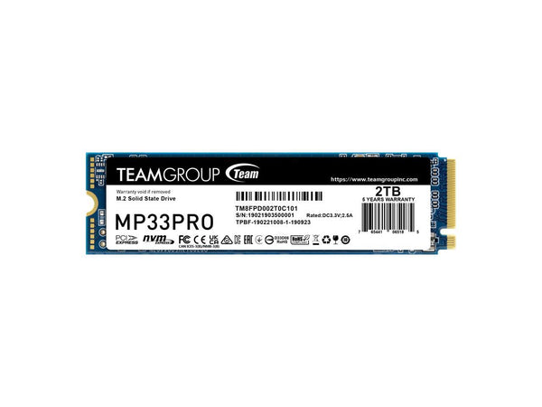 TEAMGROUP MP33 PRO 2TB SLC Cache 3D NAND TLC NVMe 1.3 PCIe Gen3x4 M.2