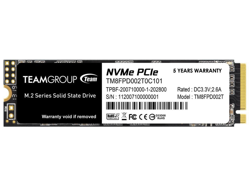 TEAMGROUP MP33 PRO 2TB SLC Cache 3D NAND TLC NVMe 1.3 PCIe Gen3x4 M.2