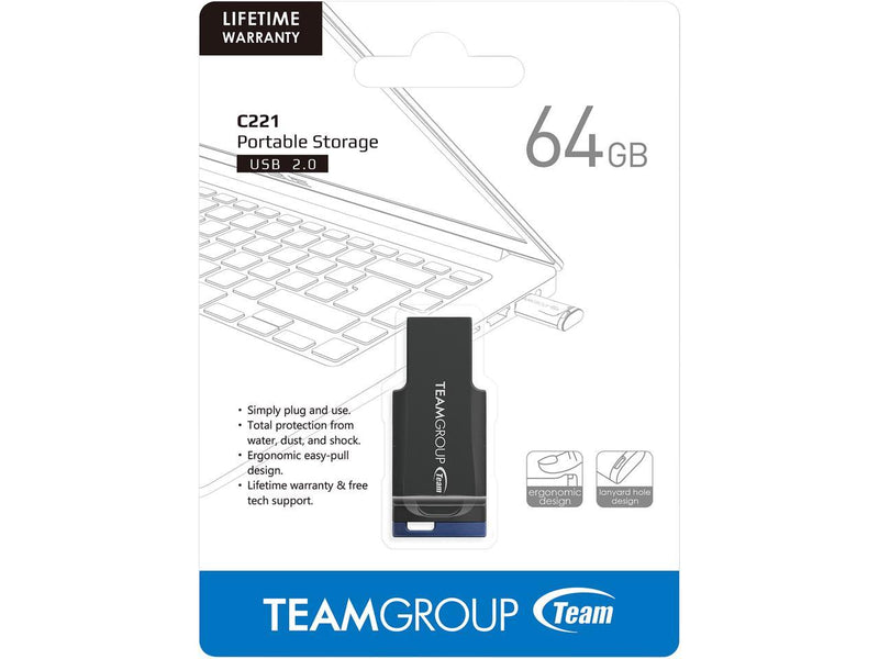 Team Group 64GB C221 USB 2.0 Flash Drive (TC22164GL01)