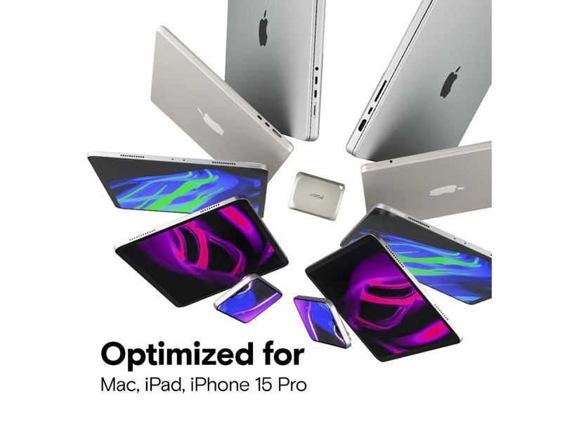 Crucial X9 Pro for Mac 4TB Portable SSD - Up to 1050MB/s Read and Write - Water