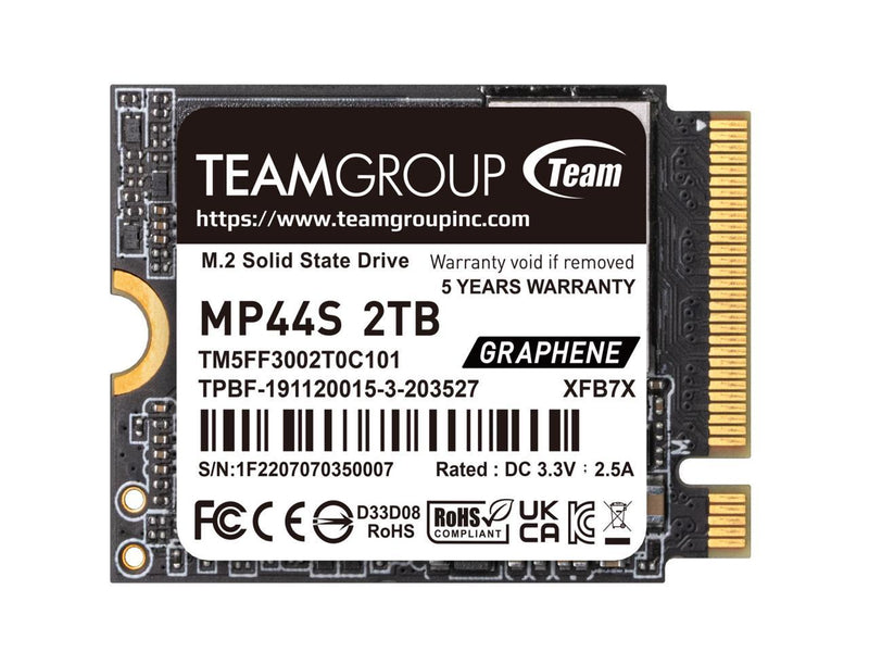 Team Group MP44S M.2 2230 2TB PCIe 4.0 x4 with NVMe, STEAM Deck Compatible,