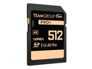 Team Group 512GB PRO+ SDXC U3 V30 A2 4K SD Card, Read/Write Speed Up to