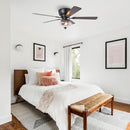 PARROT UNCLE F6386-PU RUSTIC LOW PROFILE CEILING FAN CHANDELIER LIGHT - BLACK - Like New