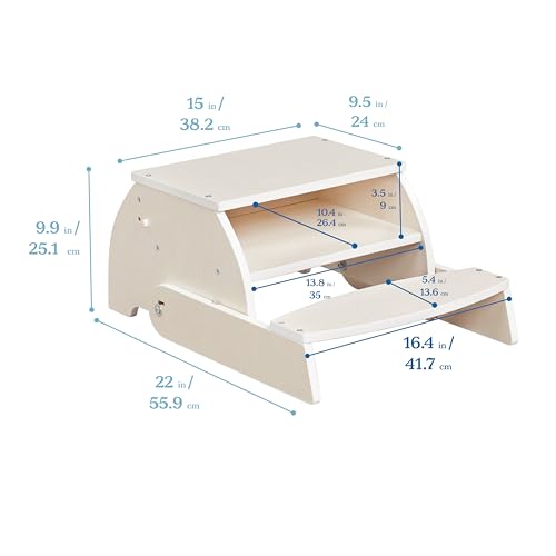 ECR4KIDS FLIP-FLOP STEP STOOL AND CHAIR KIDS FURNITURE, ELR-14444-WW, WHITE WASH Like New