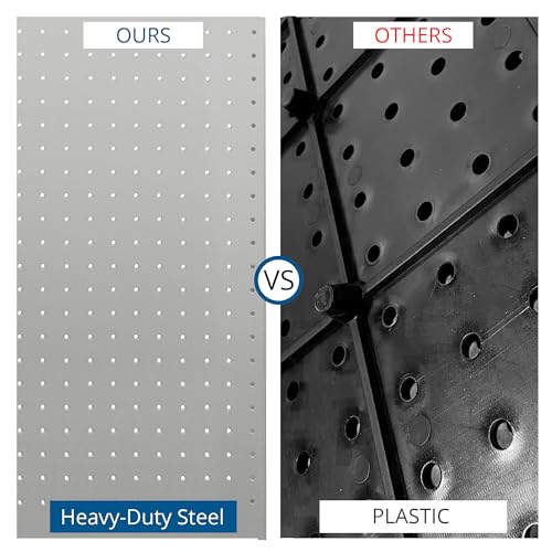 TRUE & TIDY 3-PC PEGBOARD PANELS, PG-2416-3PC, MADE WITH HEAVY DUTY STEEL - GREY - Like New