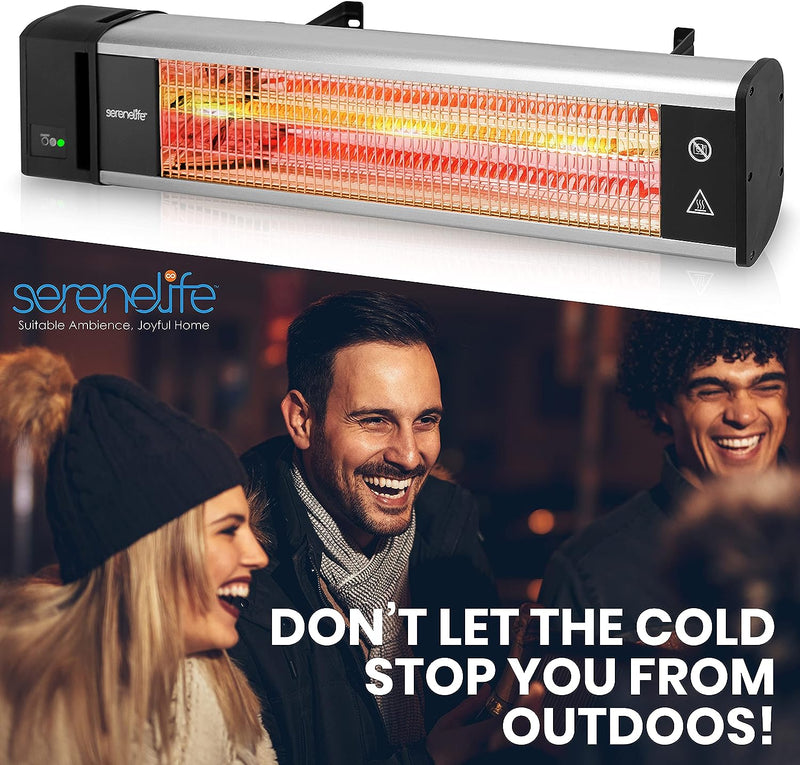 SereneLife Infrared Outdoor Electric Space Heater SLOHT26 - BLACK/SILVER Like New