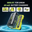 JOROMOV 2 PACK 6500MAH REPL FOR RYOBI 40V LITHIUM BATTERY OP4040 - BLACK/GREEN - Like New