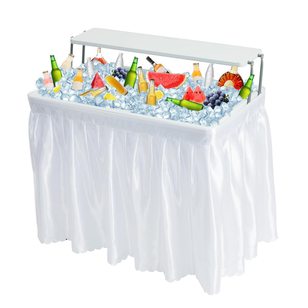 Real Relax Two-Tier Portable Cooler Table Fill and Chill Desk Beverage White - Like New