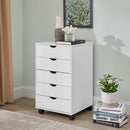 Naomi Home Taylor Storage Cabinet 5 Drawers Rolling Organizer Wheels - White - Brand New