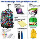 J WORLD NEW YORK SUNDANCE ROLLING 20 INCH BACKPACK GIRL BOY ROLLER MULTICOLOR - Like New