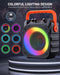 MOYLEAF Karaoke Machine Two Wireless Microphones LED Lights K9-M - Black/Orange Like New