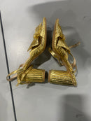 MICIFA WOMEN'S BOW KNOT ANKLE STRAP OPEN TOE HIGH BLOCK SANDAL - GOLD - Like New