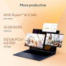 ASUS VIVOBOOK 16 LAPTOP 16” WUXGA RYZEN AI 5 340 16GB 512GB SSD - QUIET BLUE - Like New