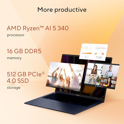 ASUS VIVOBOOK 16 LAPTOP 16” WUXGA RYZEN AI 5 340 16GB 512GB SSD - QUIET BLUE - Like New
