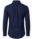 JAMES TAILOR MEN' SLIM FIT LONG SLEEVE STRETCH DRESS SHIRT - SIZE: MEN L - NAVY - Like New