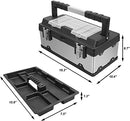 Torin 19" Tool Box Storage Organizer Stainless Steel&Plastic Portable Box -Black - Like New