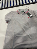 TIGER WOLF 3 BUTTON POLO SHIRT - SIZE: MEN M - GRAY/RED/BLACK - Brand New