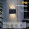 LED SOLAR WALL LAMP SOLAR WALL LIGHT OUTDOOR FENCE LIGHTS UP (WARM WHITE) 2PCS - Like New