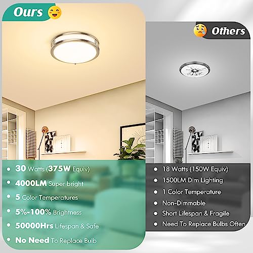 Bright Ever LED Ceiling Light Fixture Pack of 2 Brushed Nickel 63025008-03 - Like New