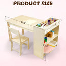 BBGROUNDGRM KIDS ART TABLE AND CHAIR SET BIRCH WOODEN ACTIVITY CRAFT TABLE - Like New