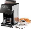 Galanz 2-in-1 Grind and Brew Coffee Maker, 1000W, 12-Cup, Stainless Steel -BLACK - Like New