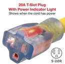Clear Power 2ft 3 Outlet Extension Cord Adapter Yellow DCOC-0136-DC - Like New