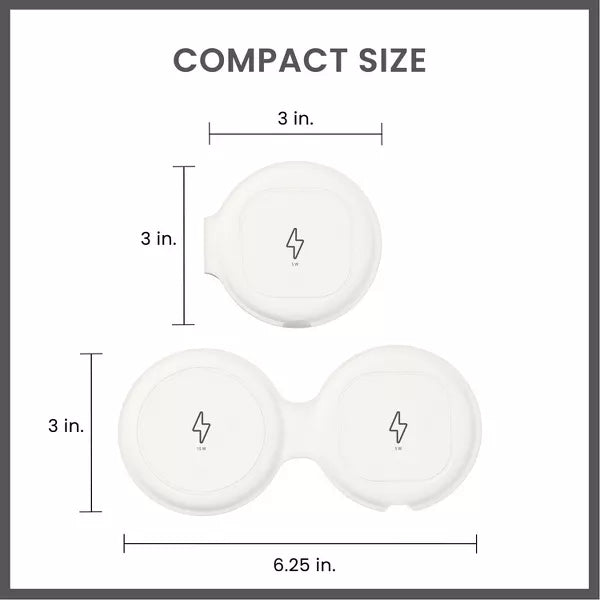 CONAIR TRAVEL SMART 2 DEVICE MAGNETIC 15W WIRELESS CHARGER - WHITE - Like New