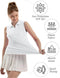 FKEEP WOMEN'S SLEEVELESS POLO GOLF TENNIS SHIRT V-NECK WITH COLLAR - S - WHITE - Brand New