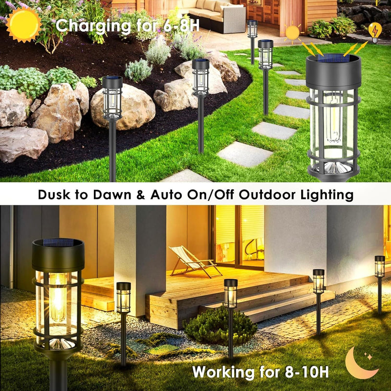HAKOL BH-598-8 LED OUTDOOR WATERPROOF SOLAR LIGHTS - 8 PACK - BLACK - Like New