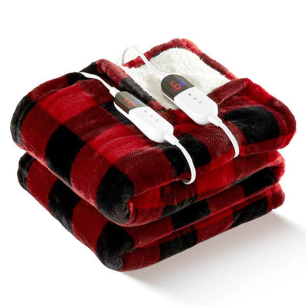 BENFOX Electric Heated 84"x 90" Sherpa Blanket 6 Heating Levels - Red - Like New