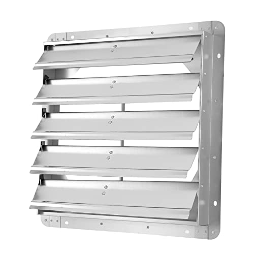 IPOWER 20-INCH SQUARE ALUMINUM AUTOMATIC GRAVITY SHUTTER LOUVER VENT - SILVER - Brand New