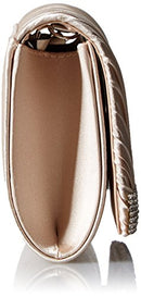 JESSICA MCCLINTOCK CHLOE SATIN PLEATED RHINESTONE CLUTCH PURSE 4"X8"X2 CHAMPAGNE - Brand New