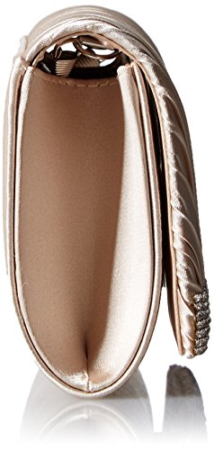 JESSICA MCCLINTOCK CHLOE SATIN PLEATED RHINESTONE CLUTCH PURSE 4"X8"X2 CHAMPAGNE - Brand New
