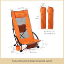 ARROWHEAD OUTDOOR 2-PACK LOW SEATING FOLDING BEACH CHAIR - ORANGE - Like New